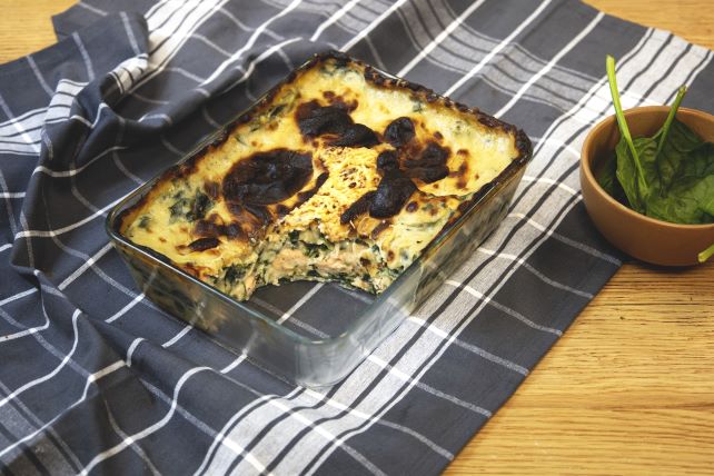 Lasagnes au saumon et épinards frais